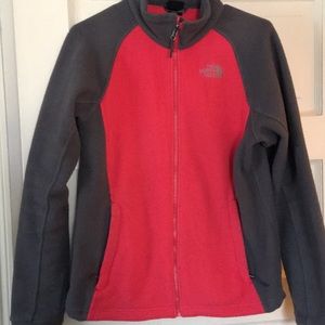 North Face full zip pink & grey fleece